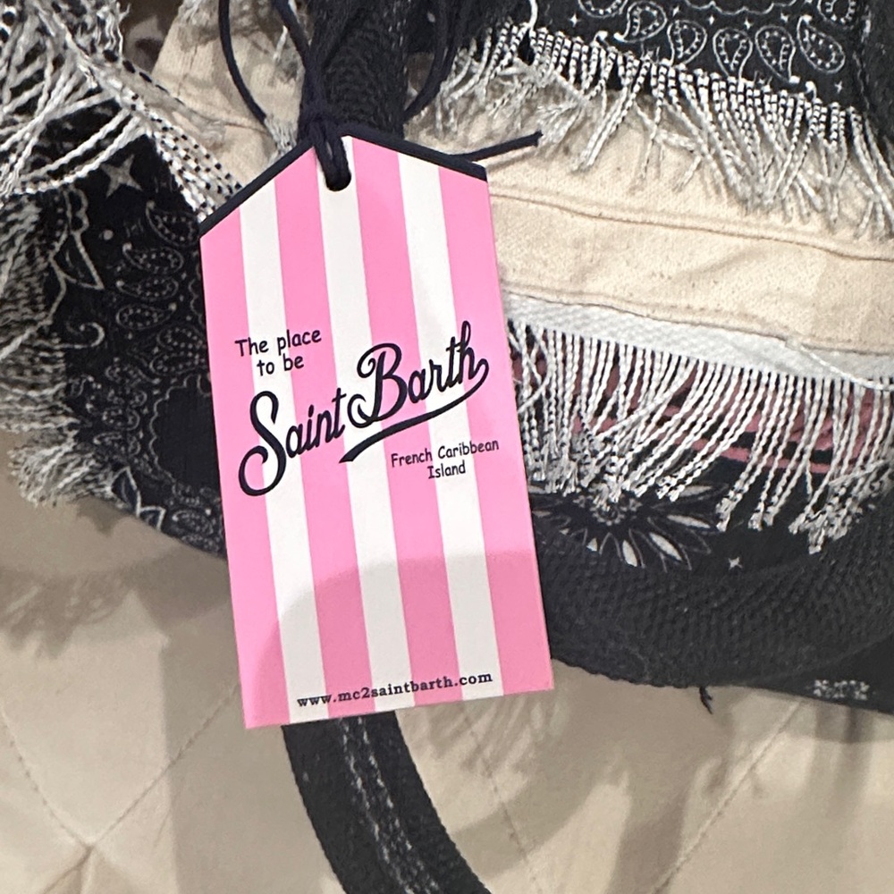 MC2 Saint Barth Black Tote with Pink Logo - Picture 3 of 5